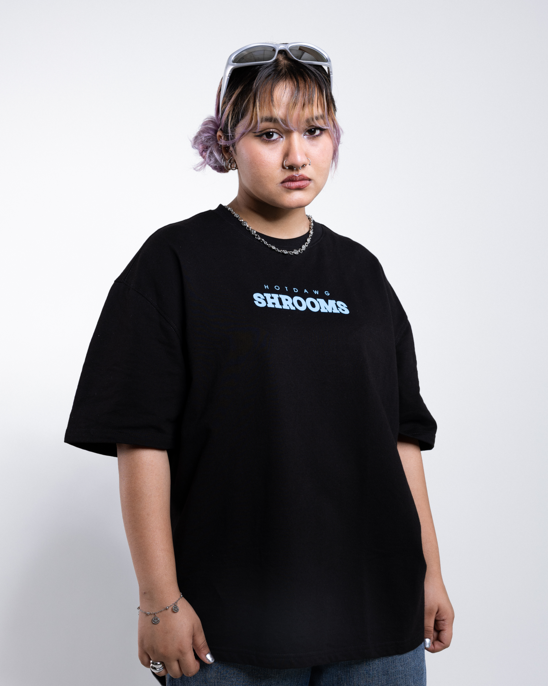 SHROOMS LOOSE FIT PRINTED TSHIRT - BLACK