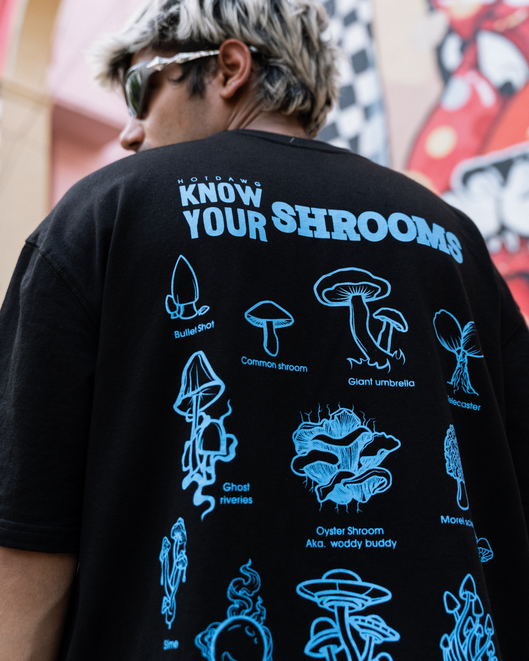 SHROOMS LOOSE FIT PRINTED TSHIRT - BLACK