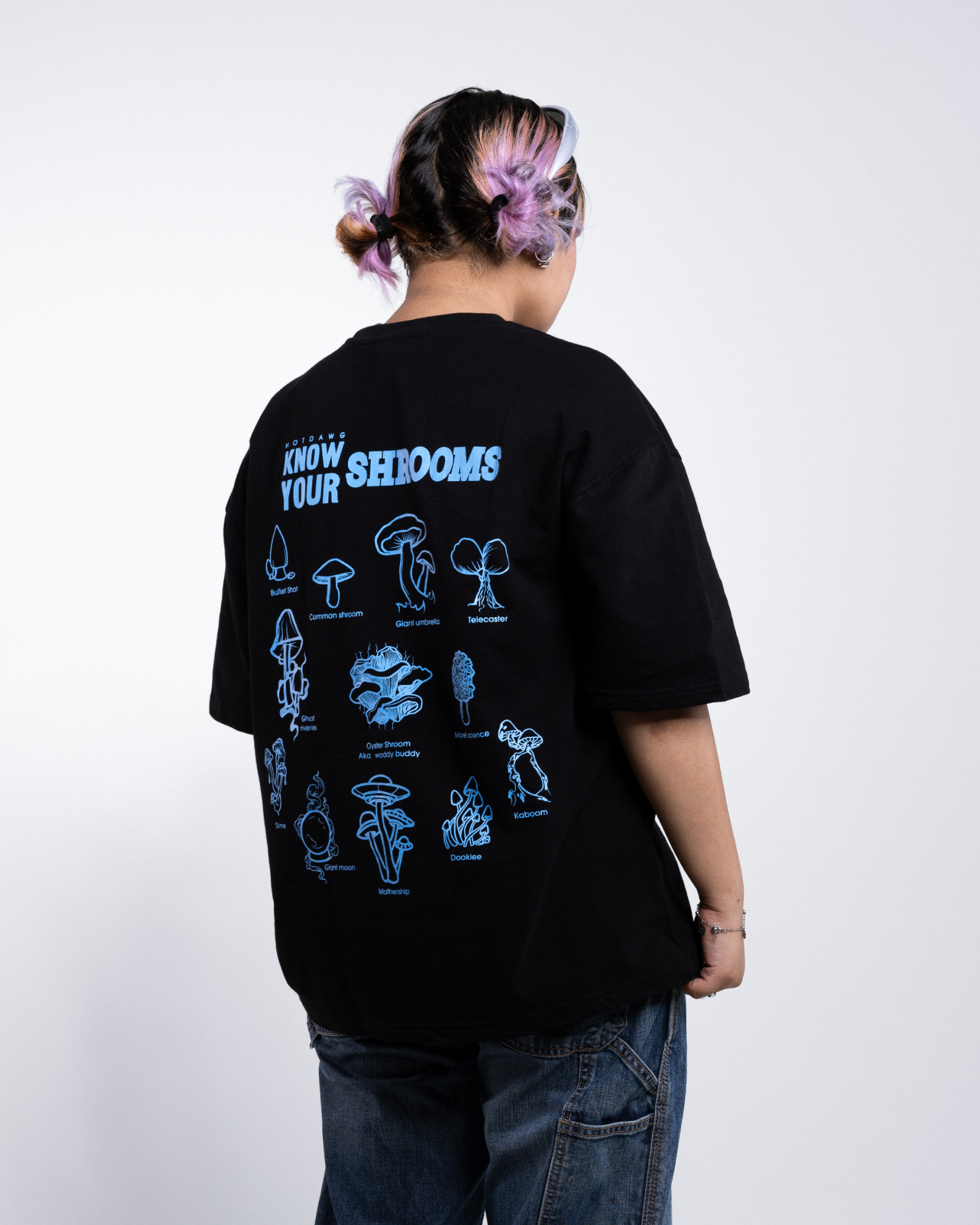 SHROOMS LOOSE FIT PRINTED TSHIRT - BLACK