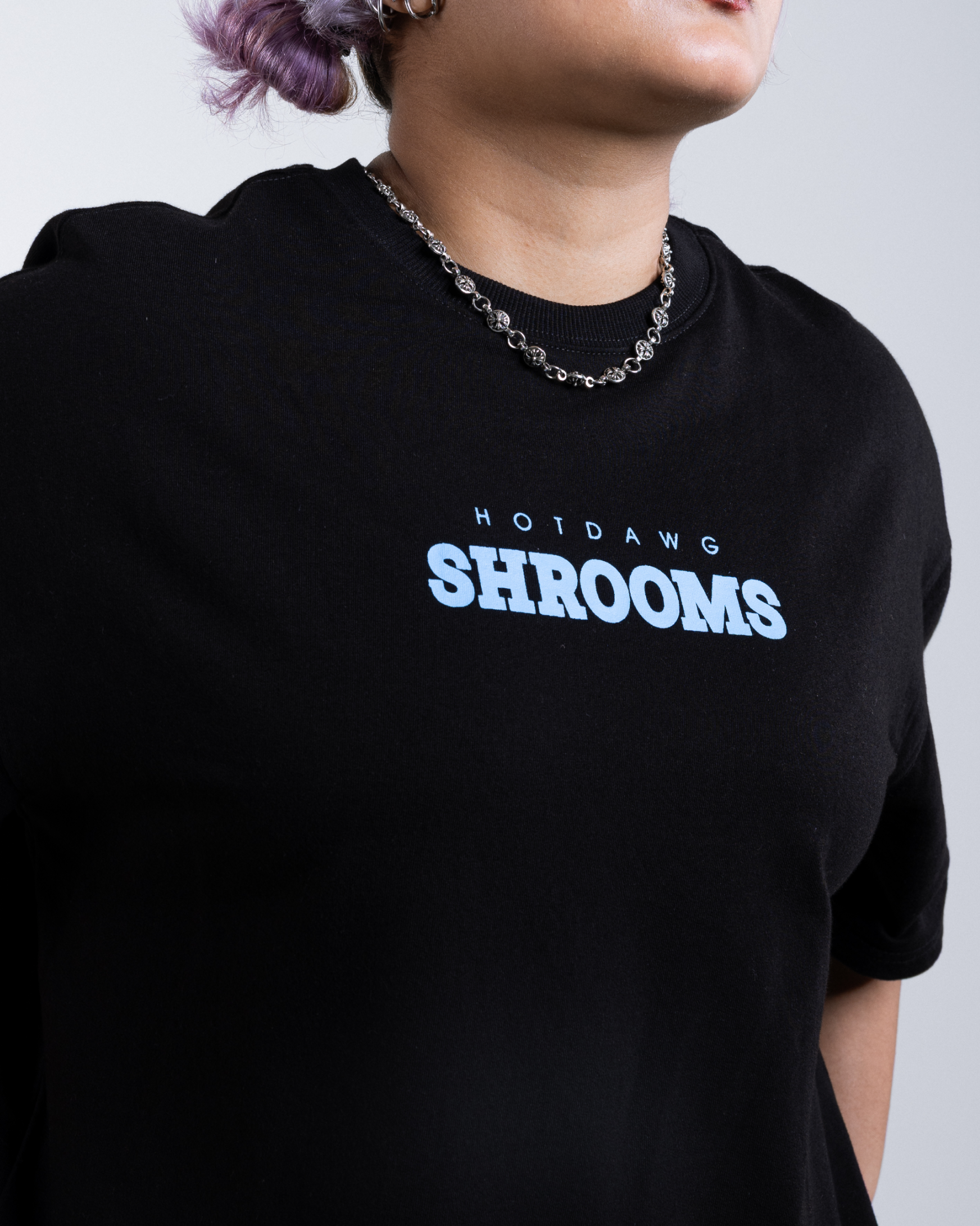 SHROOMS LOOSE FIT PRINTED TSHIRT - BLACK