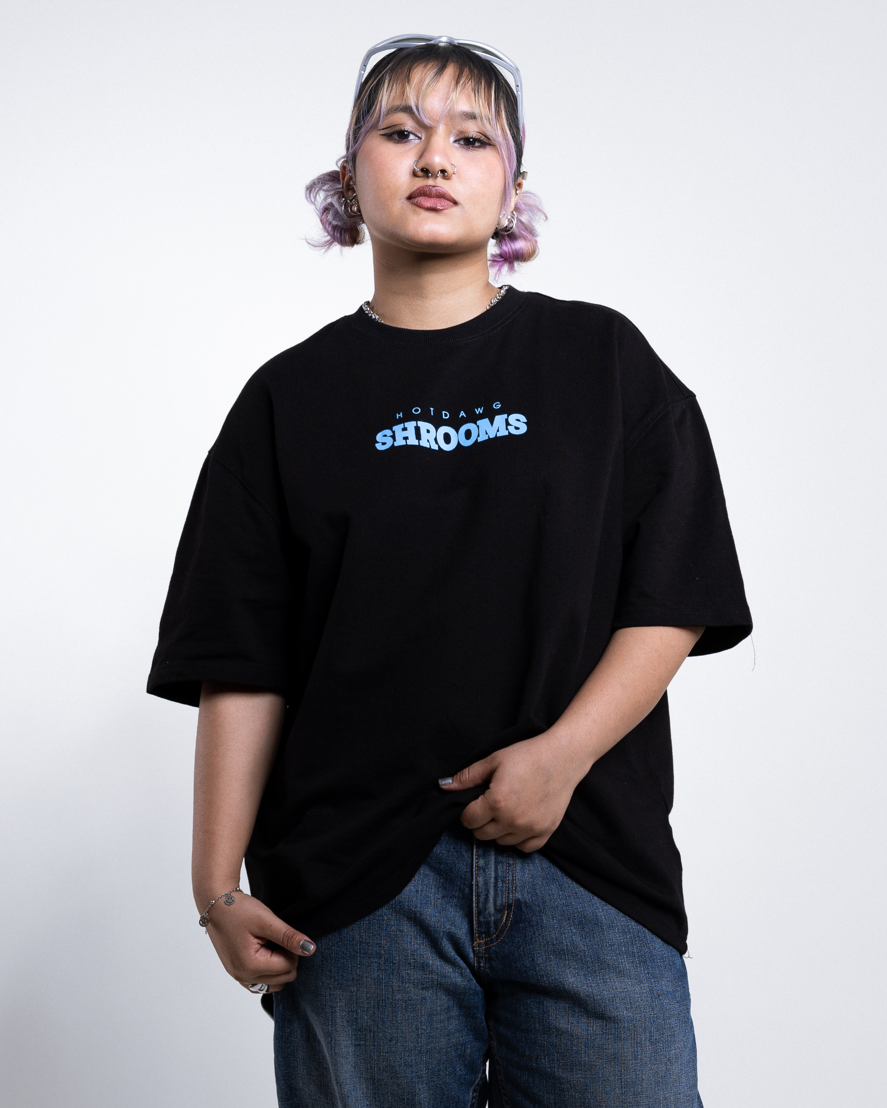 SHROOMS LOOSE FIT PRINTED TSHIRT - BLACK