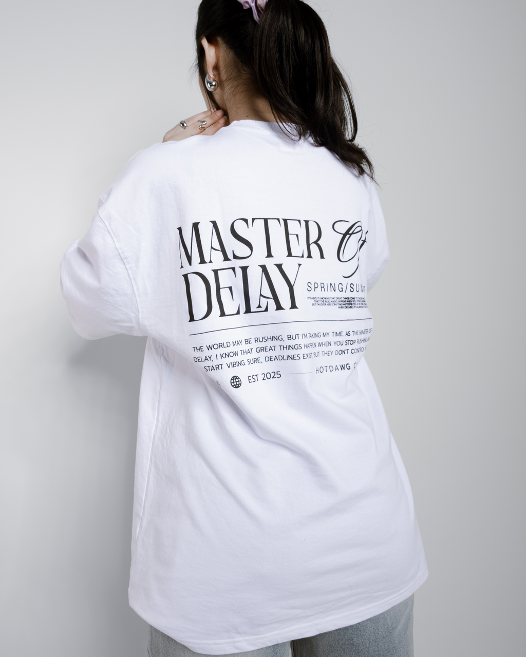 MASTER OF DELAY LOOSE FIT PRINTED TSHIRT - WHITE