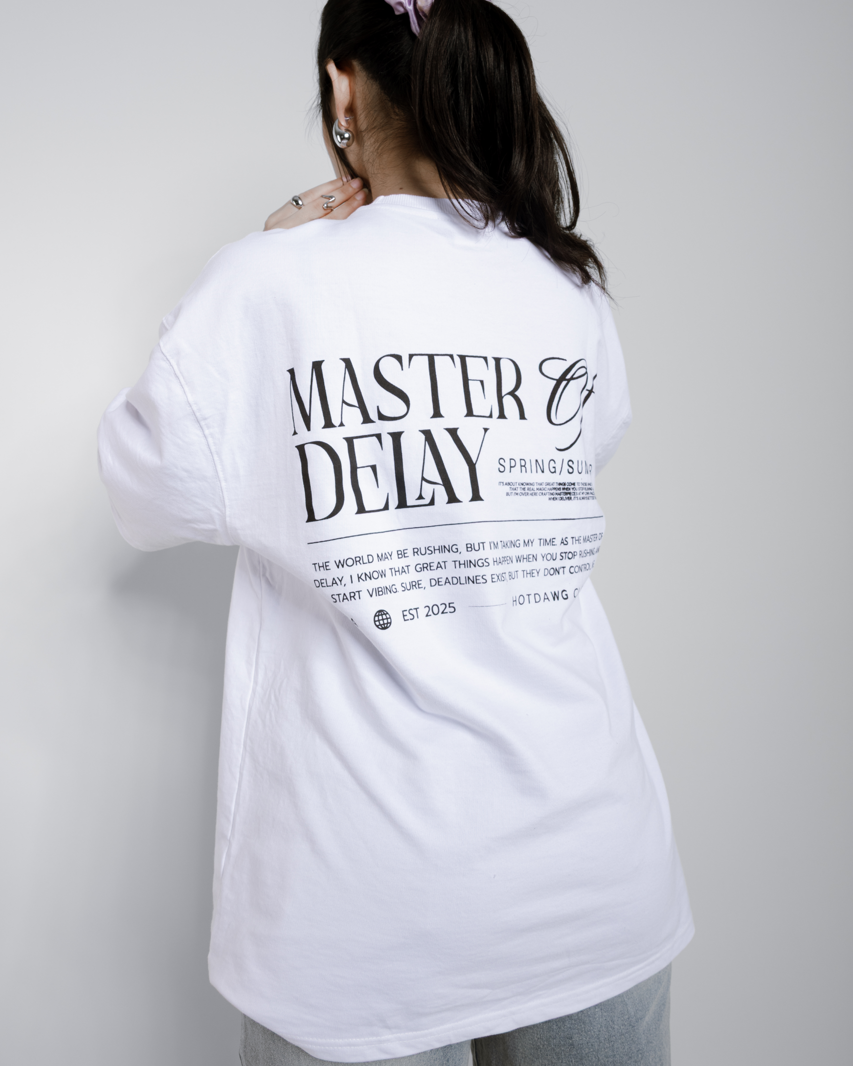 MASTER OF DELAY LOOSE FIT PRINTED TSHIRT - WHITE